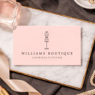 Carte De Visite Boutique de forme de robe vintage Blush
