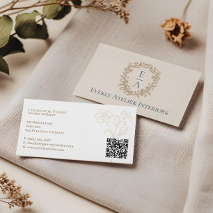 Carte De Visite Boutique de Luxe Floral Monogramme Crête Logo