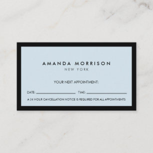 Carte De Visite Boutique de Luxe Minimaliste Rendez-vous Noir/Bleu
