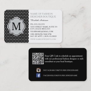Carte De Visite Boutique de mode à pois noirs