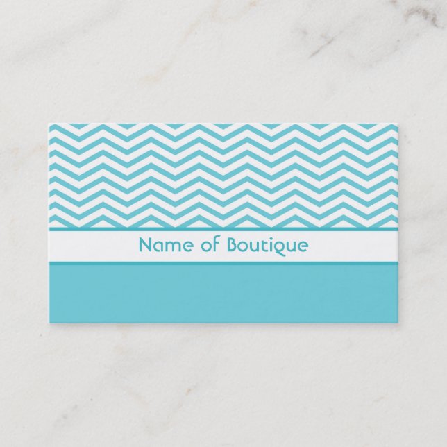 Carte De Visite Boutique de mode Aqua et Chevrons blancs (Devant)