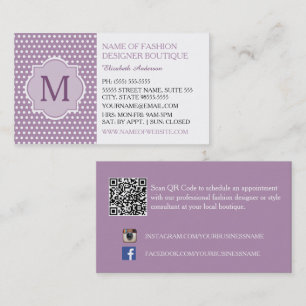 Carte De Visite Boutique de mode aux pois violets
