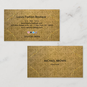 Carte De Visite Boutique de mode de luxe en or Élégant floral