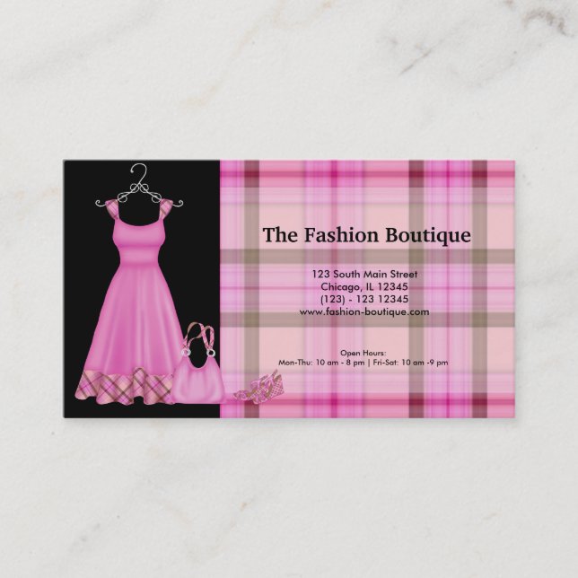 Carte De Visite Boutique de mode (rose) (Devant)
