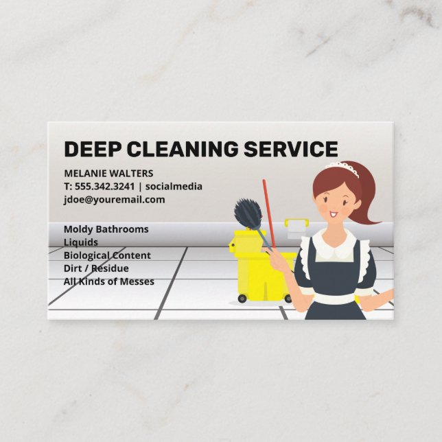 Carte De Visite Boutique de nettoyage | Maid | Service de nettoyag (Devant)