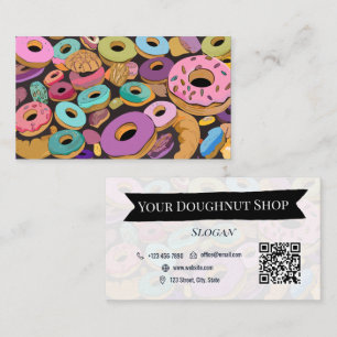 Carte De Visite Boutique de noix de Doughnut colorée Boulangerie S