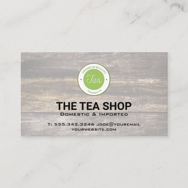 Carte De Visite Boutique de thé | Panneaux en bois (Devant)