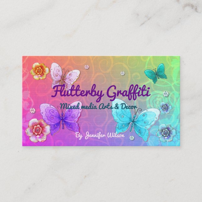 Carte De Visite BOUTIQUE DE VENDEURS AERTISTE Flutterby Graffiti (Devant)