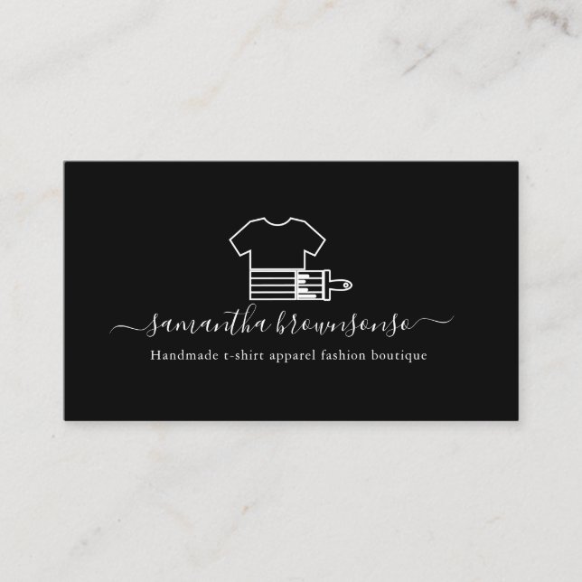Carte De Visite boutique de vêtements de t-shirt artisanal noir (Devant)