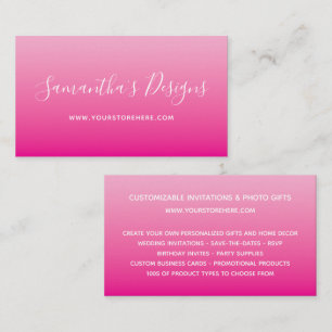 Carte De Visite Boutique en ligne dégradé rose clair à rose vif
