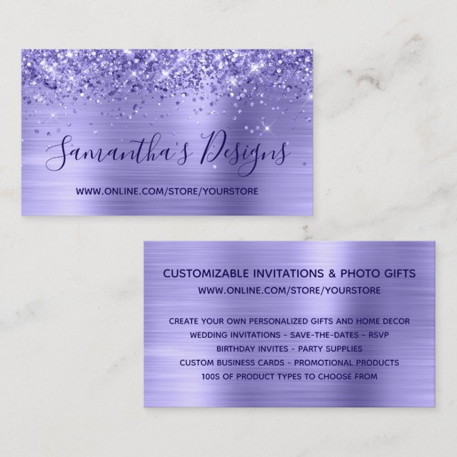 Carte De Visite Boutique en ligne Glittery Periwinkkl (Devant / Derrière)