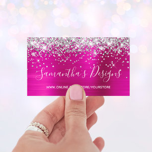 Carte De Visite Boutique en ligne Strass Argent Rose Chaud Brillan