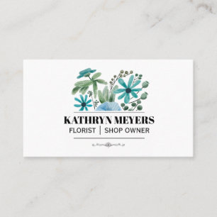 Carte De Visite Boutique Fleurs   Fleurs bleues