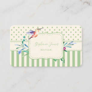 Carte De Visite Boutique Florale Colibri Vert