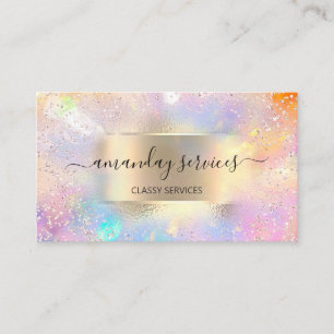 Carte De Visite Boutique Holograph Makeup Gold Frame Shop Pink