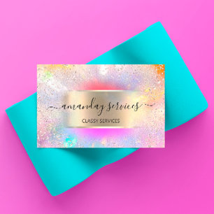 Carte De Visite Boutique Holographic Unicorn Gold Confetti