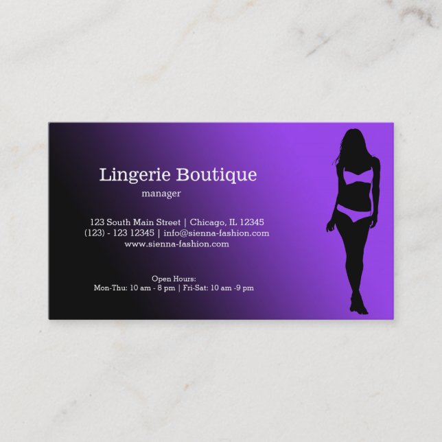 Carte De Visite Boutique Lingerie (Devant)