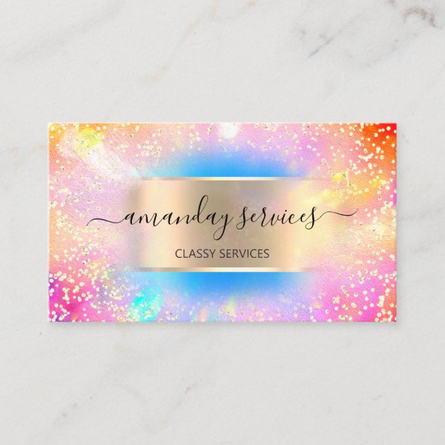 Carte De Visite Boutique Magasin Maquillage ongles Confetti Hologr (Devant)
