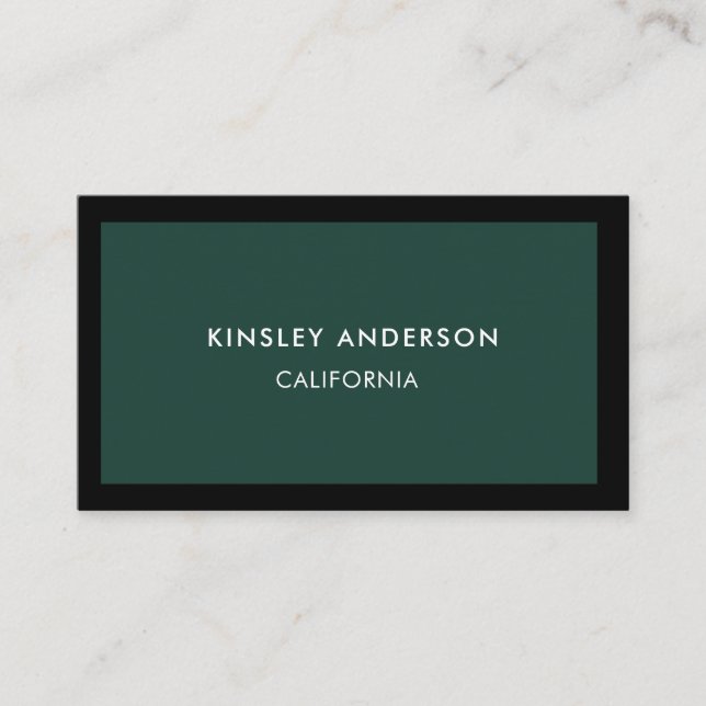 Carte De Visite Boutique minimaliste de luxe Emerald Green & Black (Devant)