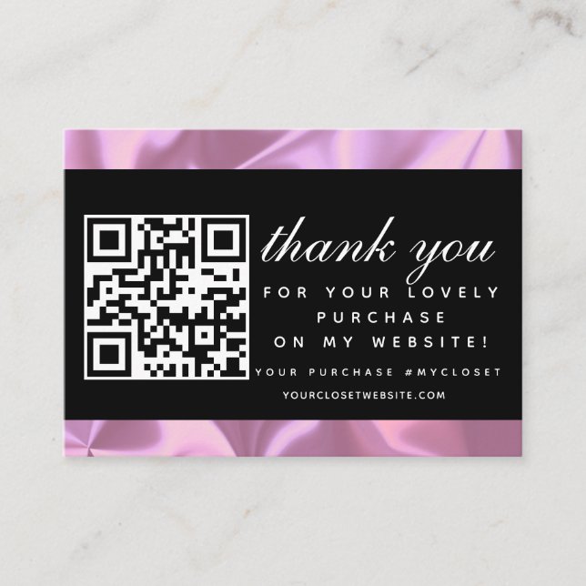 Carte De Visite Boutique moderne Beauté Merci rose QR Code (Devant)