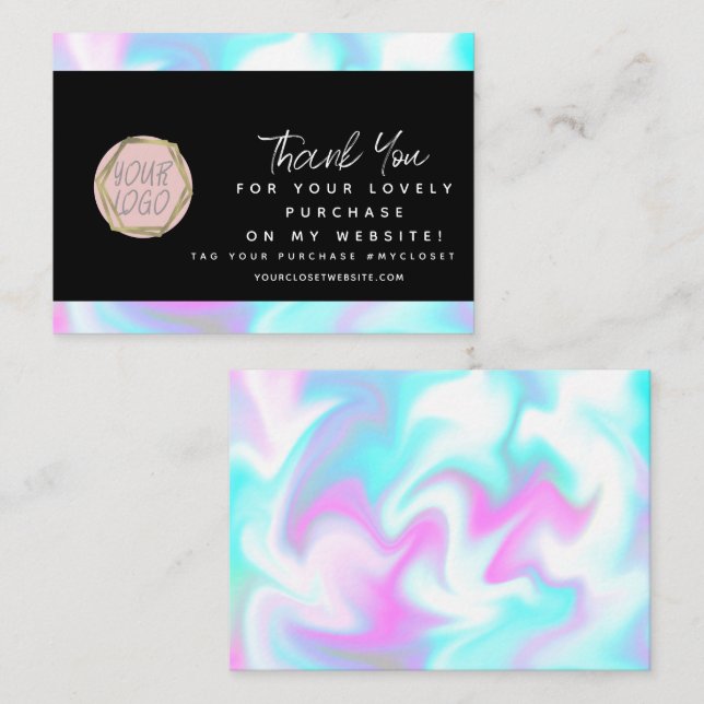 Carte De Visite Boutique moderne Beauty Tie Dye Merci Logo (Devant / Derrière)