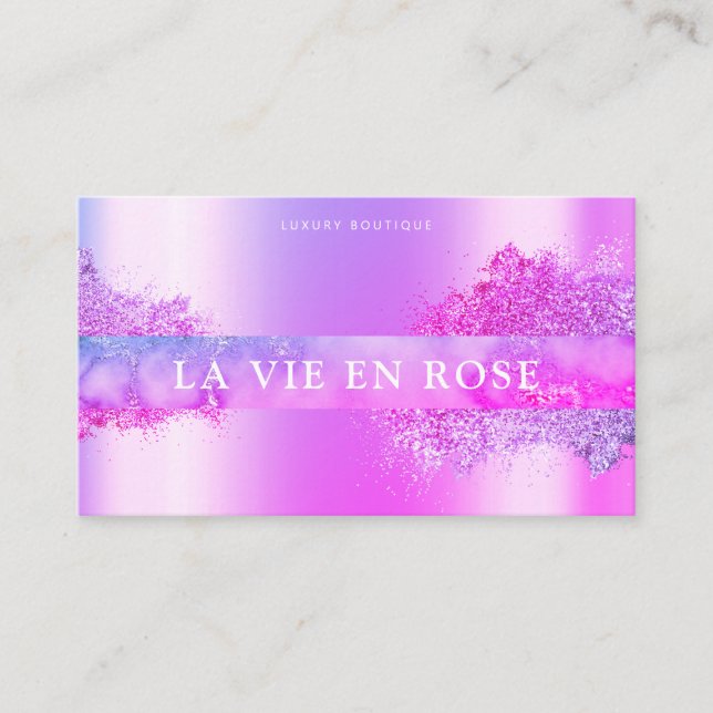 Carte De Visite Boutique moderne violet rose élégant Parties scint (Devant)