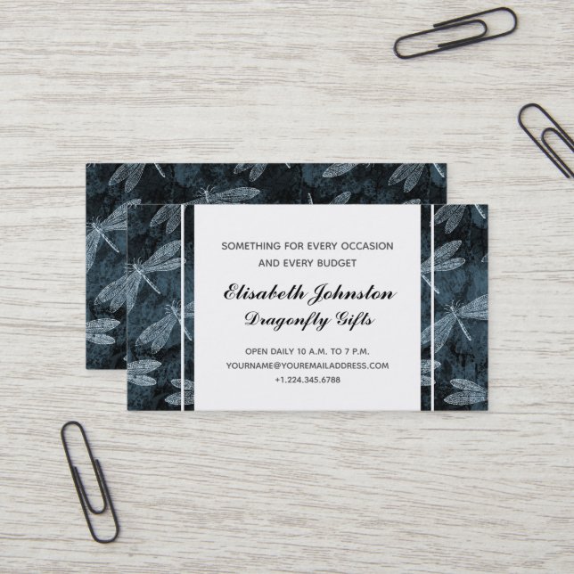 Carte De Visite Boutique ou boutique élégante Dragonfly (Devant/Arrière en situation)
