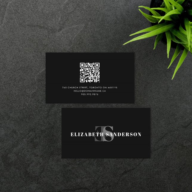 Carte De Visite Boutique Retro Monogram QR Code (Créateur téléchargé)