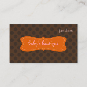 Carte De Visite Boutique sobre, points Polkda Brown au chocolat