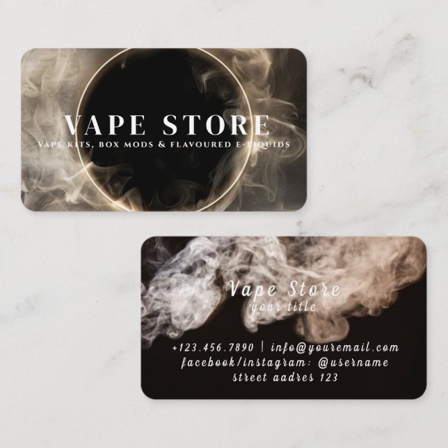 Carte De Visite Boutique Vape Tabac Cigarette (Devant / Derrière)