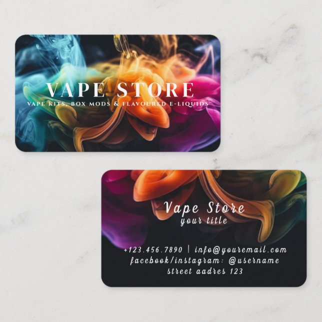 Carte De Visite Boutique Vape Tabac Cigarette (Devant / Derrière)
