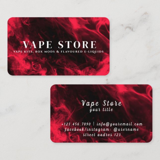 Carte De Visite Boutique Vape Tabac Cigarette (Devant / Derrière)