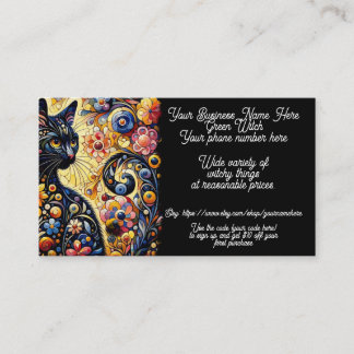 Carte De Visite Boutique Vente de sorcière verte Chat noir Etsy