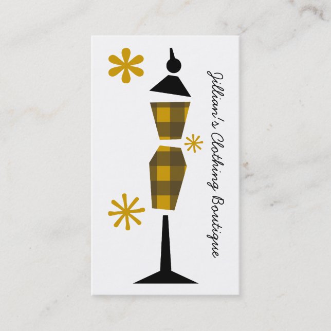 Carte De Visite Boutique Vêtements - Mannequin Jaune Plaid (Devant)