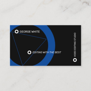 Carte De Visite Bouton de jeu noir et bleu professionnel