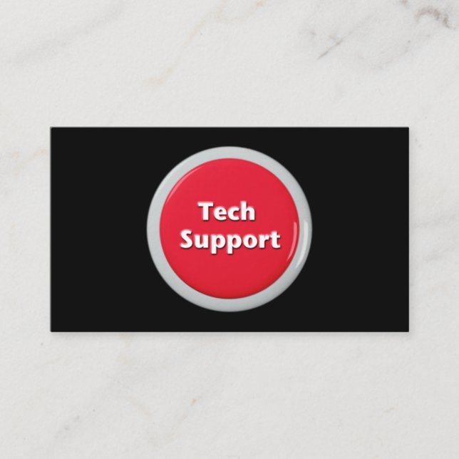 Carte De Visite Bouton Panique rouge du support technique (Devant)