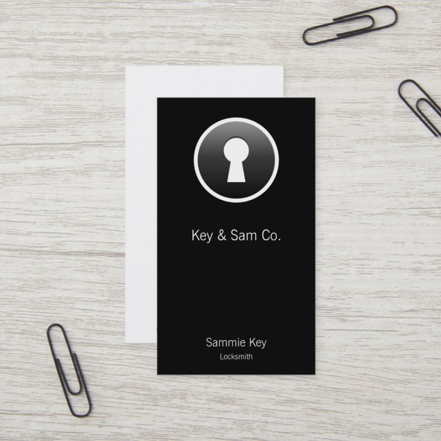Carte De Visite Bouton-style de trou de la serrure (Devant/Arrière en situation)