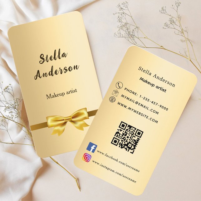 Carte De Visite Bow or Qr code médias sociaux (Créateur téléchargé)