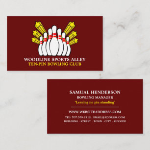 Carte De Visite Bowling Pin Design, Ten Pin Bowling Club