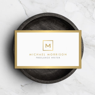 Carte De Visite BOX LOGO avec VOTRE INITIAL/MONOGRAM en Faux Gold