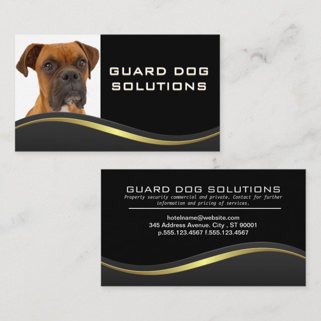 Carte De Visite Boxer | Formation animale | Vague jaune noire (Devant / Derrière)