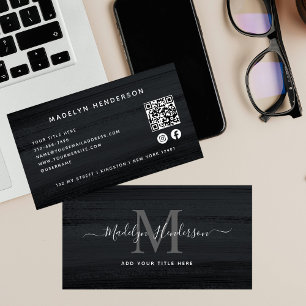 Carte De Visite Bracelet gris noir moderne Code QR Médias sociaux