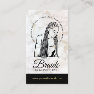Carte De Visite Braider cheveux Braiding Salon Braid Styliste Marb