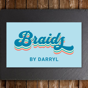 Carte De Visite Braids Braiding Braider Super Retro Blue