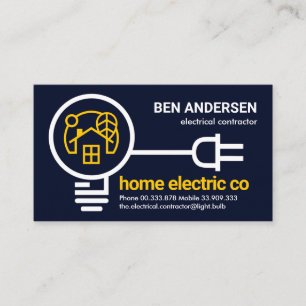 Carte De Visite Branche à ampoule Électricien de câblage électriqu