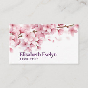 Carte De Visite Branche avec de belles fleurs de sakura et chute d