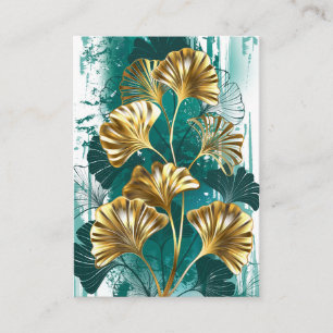 Carte De Visite Branche avec Feuilles d'or Ginko Biloba