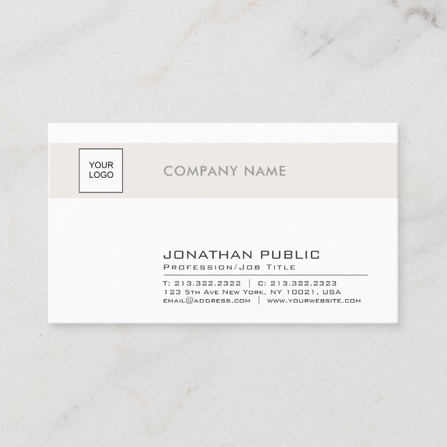 Carte De Visite Branché Chic Clean Design Company Plain with Logo (Devant)