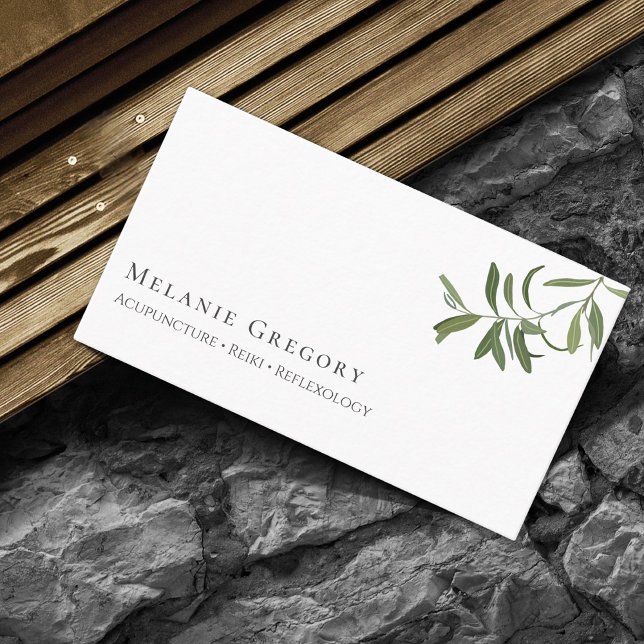 Carte De Visite Branche minimaliste d'olivier (Créateur téléchargé)