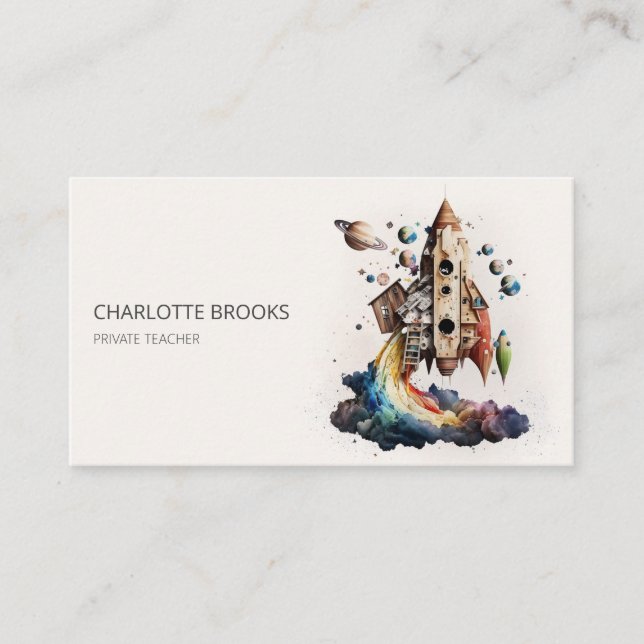Carte De Visite Branché Moderne Rocket Navire Playground Enseignan (Devant)